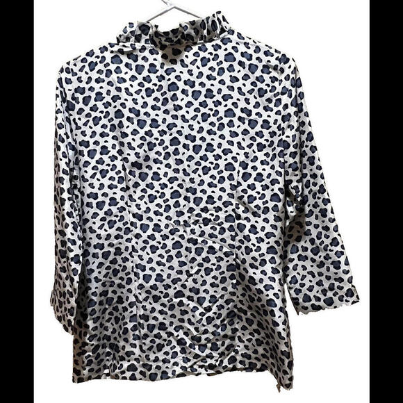 Devon Baer Leopard Print Ruffle Silk Blouse Top Sz S - Picture 2 of 4